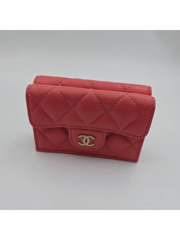 Classic snap 3 stage mini wallet coral pink gold caviar women AP0230 - CHANEL - BALAAN 6