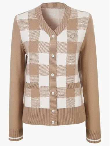 Drew Women s Jacquard Cardigan DF47KC04 BEIGE - DRUH GOLF - BALAAN 1