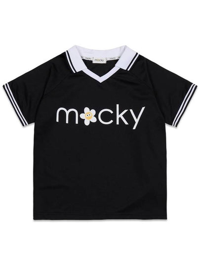 Logo V-neckline Short Sleeve T-Shirt Black MMCSS24ST2BK - MACKY - BALAAN 2