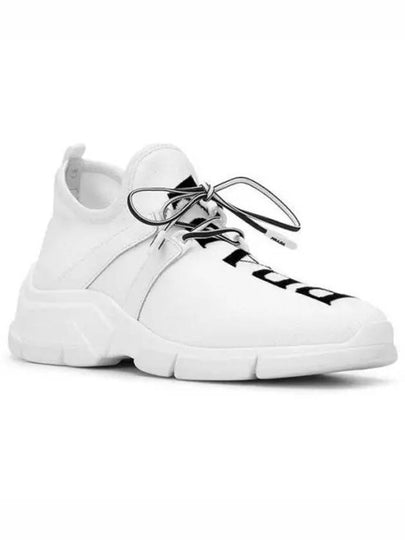 Men's Logo Knit Low Top Sneakers White - PRADA - BALAAN 2