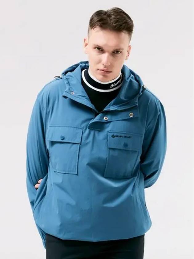 Golf Hooded Double Pocket Anorak Jumper Blue - HENRY STUART - BALAAN 1