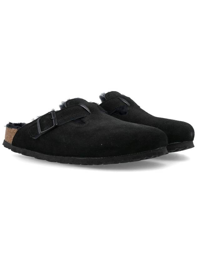 Boston Shearling Suede Slippers Black - BIRKENSTOCK - BALAAN 3