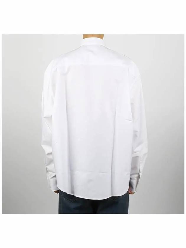 Button Down Boxy Fit Oxford Long Sleeve Shirt Natural White - AMI - BALAAN 5