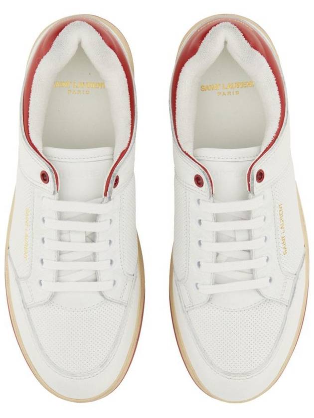 Logo Calf Leather Low Top Sneakers White - SAINT LAURENT - BALAAN 3