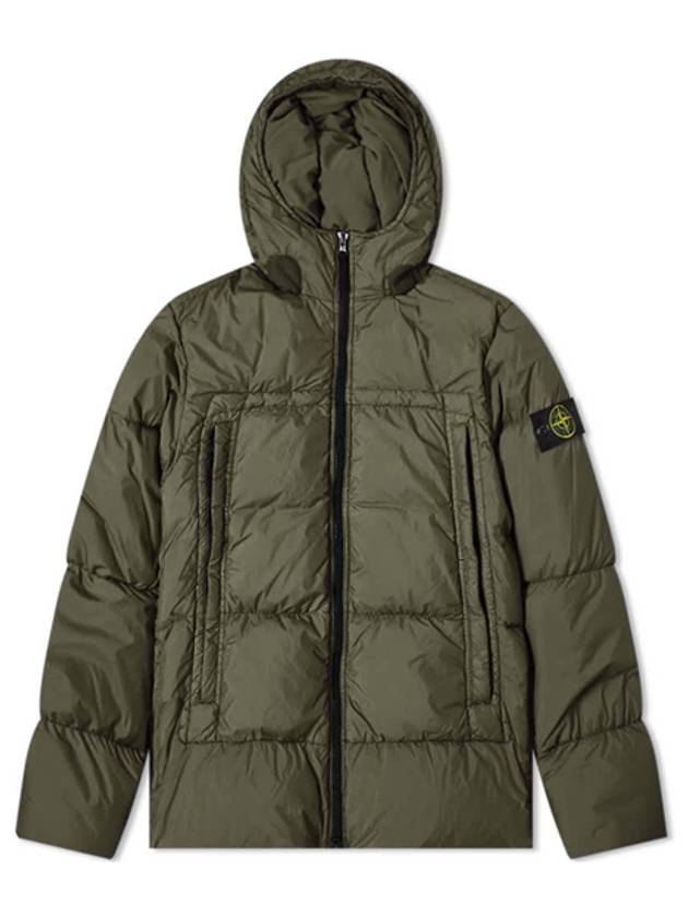 Men's Crinkle Reps Hooded Down Padding Dark Green - STONE ISLAND - BALAAN 2