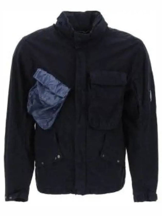 50 Fili Gum Mixed Hooded Jacket Navy - CP COMPANY - BALAAN 2