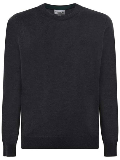 Crew Neck Merino Wool Knit Top Dark Grey - LACOSTE - BALAAN 2