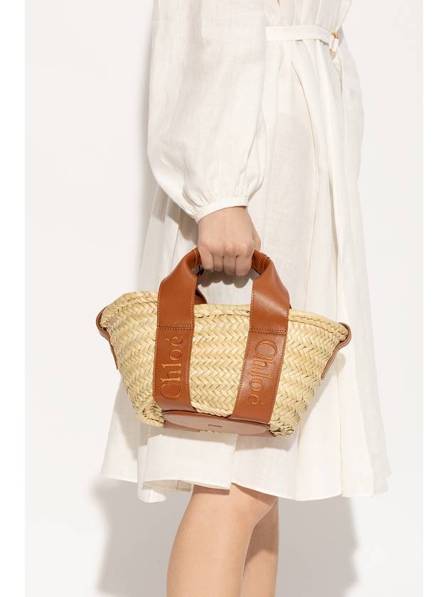 Sense Small Raffia Tote Bag Beige Caramel - CHLOE - BALAAN 3