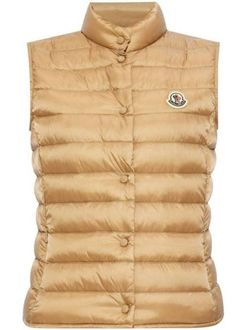 Liane Logo Patch Down Vest Dark Beige - MONCLER - BALAAN 1