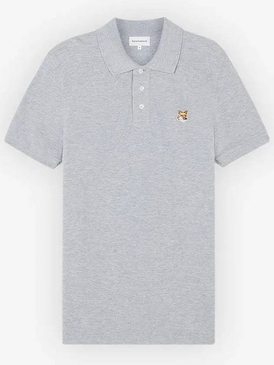 Fox Head Patch Cotton Polo Shirt Grey - MAISON KITSUNE - BALAAN 2