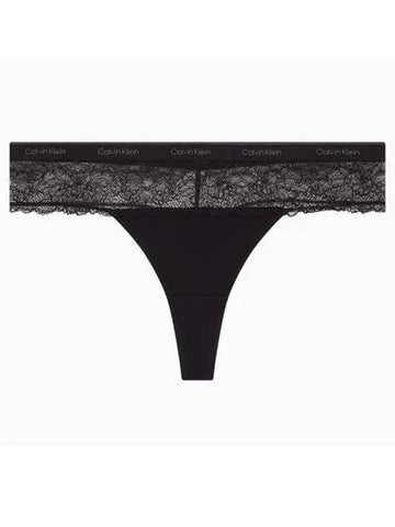 Women's Modern Cotton Lace T-Panties Black - CALVIN KLEIN - BALAAN 1