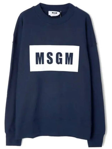 Box Logo Cotton Sweatshirt Navy - MSGM - BALAAN 1