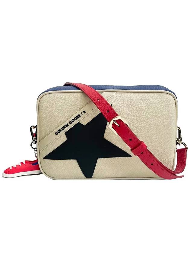 Hammered Leather Star Camera Cross Bag Beige Black - GOLDEN GOOSE - BALAAN.