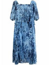 Women s square neck pattern long dress blue - GANNI - BALAAN 2