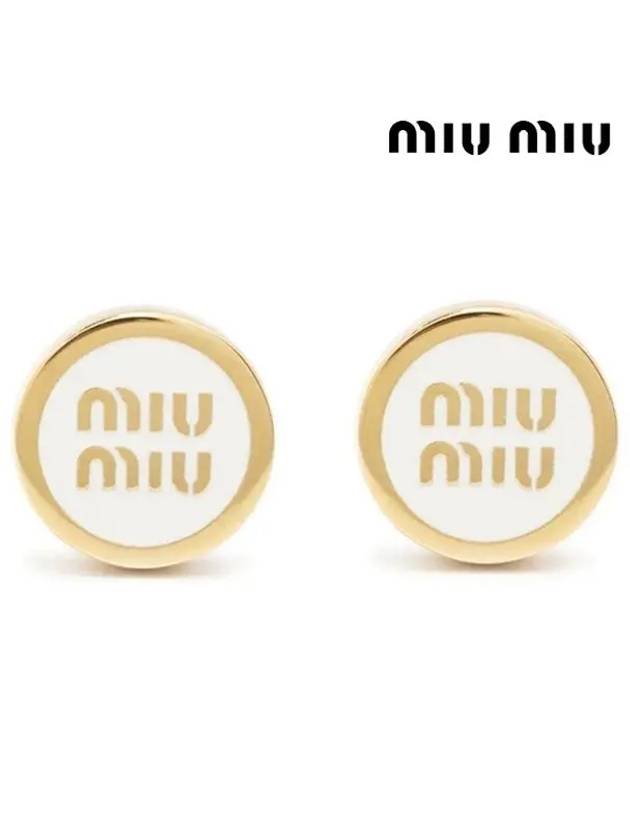 Enameled Metal Earrings White - MIU MIU - BALAAN 3