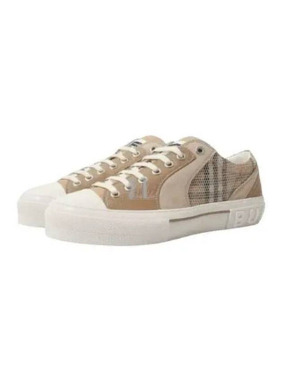 Vintage Check Mesh Leather Suede Low Top Sneakers Beige - BURBERRY - BALAAN 2