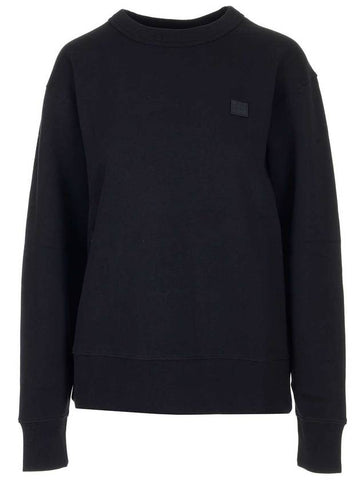 Fairview Face Patch Crew Neck Sweatshirt Black - ACNE STUDIOS - BALAAN 1