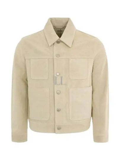 Button Suede Jacket Beige - AMI - BALAAN 2