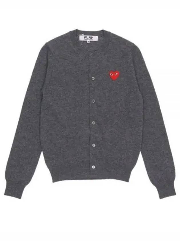 Heart Wappen Wool Cardigan Charcoal Grey - COMME DES GARCONS - BALAAN 2