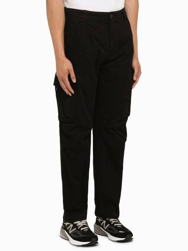 Stretch Sateen Cargo Straight Pants Black - CP COMPANY - BALAAN 3