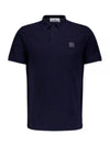 Men's Logo Patch Short Sleeve Polo Shirt Navy - STONE ISLAND - BALAAN 2