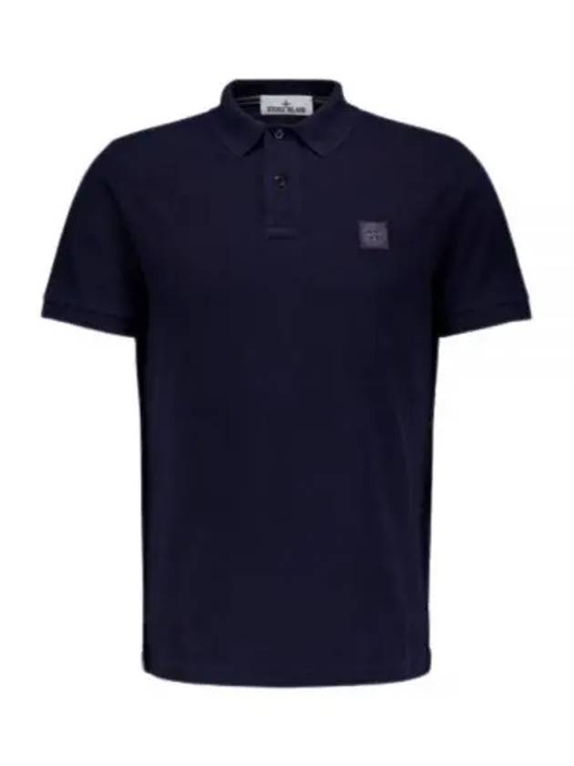 Men's Logo Patch Short Sleeve Polo Shirt Navy - STONE ISLAND - BALAAN 2