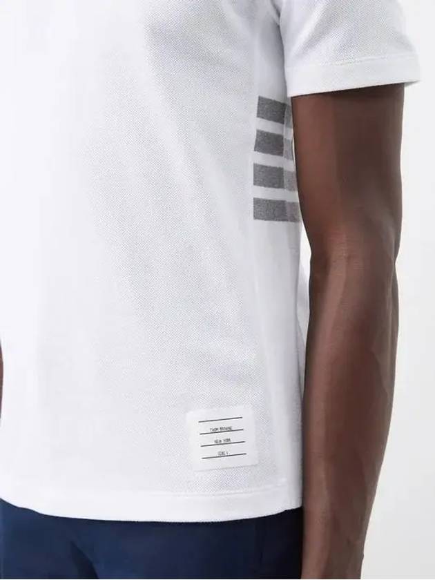 Classic Pique Rib Side Insert 4-Bar Short Sleeve T-Shirt White - THOM BROWNE - BALAAN 4