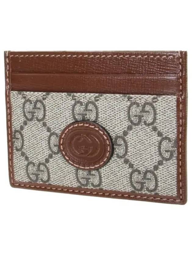 Interlocking G Card Case Beige Ebony Brown - GUCCI - BALAAN 3