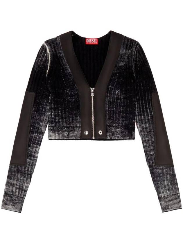 M Asera Nylon Trims Cropped Wool Cardigan Black - DIESEL - BALAAN 1