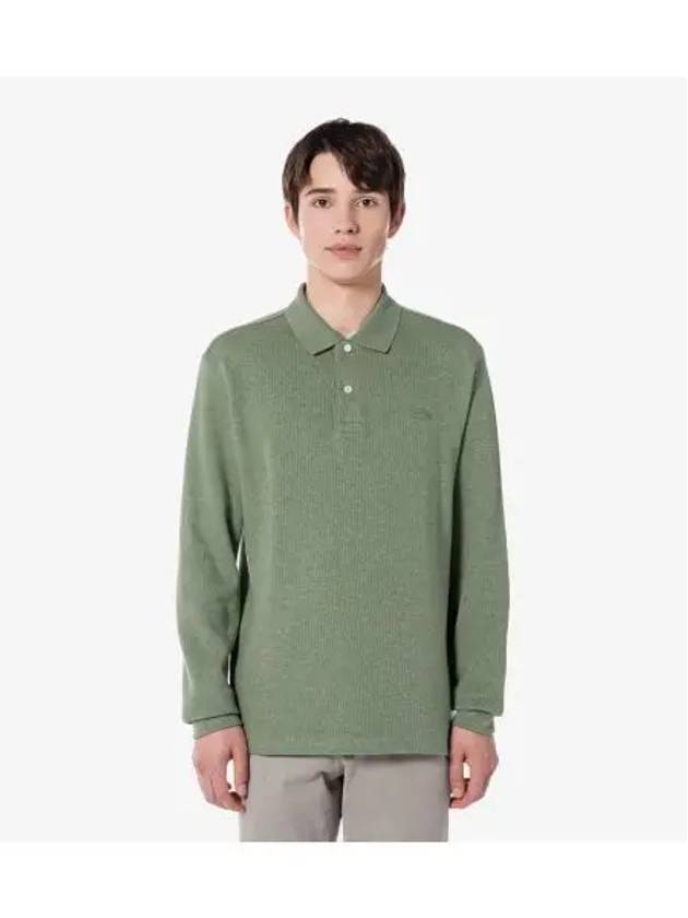 Men s Sweaterlike Long Sleeve Polo Khaki - LACOSTE - BALAAN 1