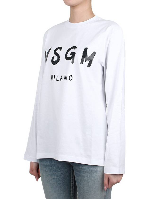 Milano Brushed Logo Cotton Long Sleeve T-Shirt White - MSGM - BALAAN 4