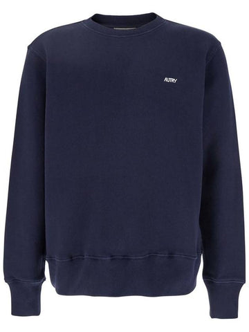 Blue Crewneck Sweater With Logo Embroidered On The Front In Cotton Man - AUTRY - BALAAN 1