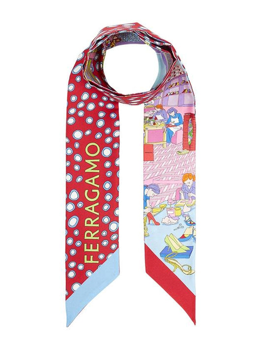 Atelier Print Mini Silk Scarf Red - SALVATORE FERRAGAMO - BALAAN 2