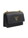 Saffiano Lettering Logo Chain Card Holder Mini Cross Bag Black - PRADA - BALAAN 4