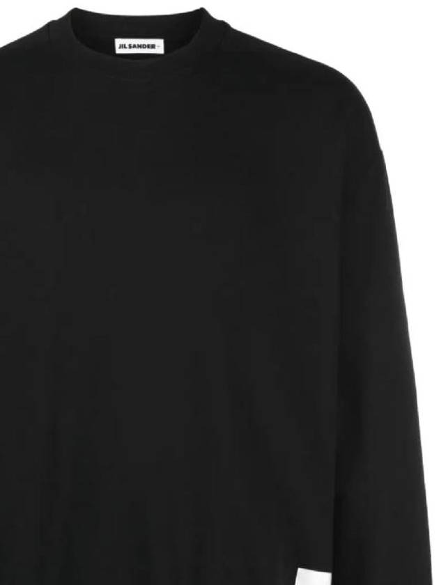 Logo Patch Crew Neck Cotton Sweatshirt Black - JIL SANDER - BALAAN 3