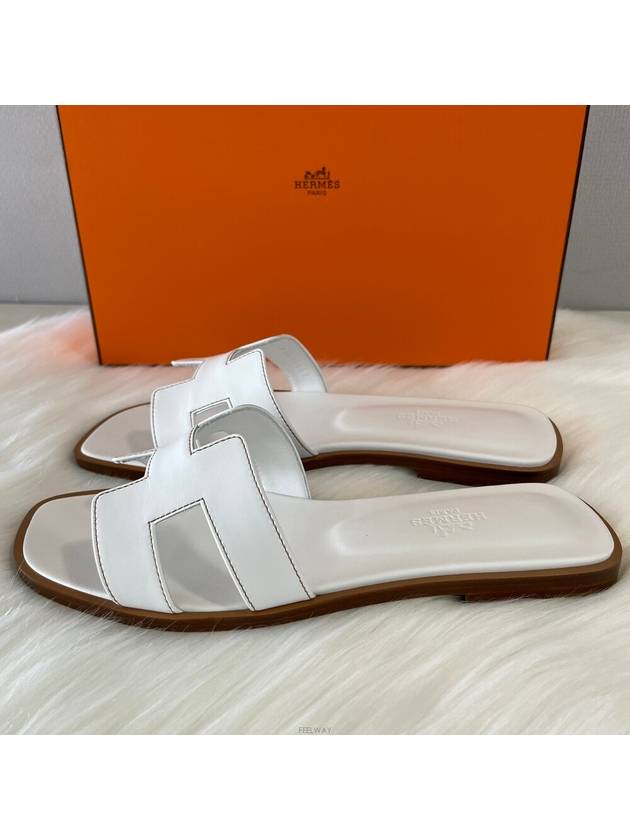 Oran Women Sandals Slippers White - HERMES - BALAAN 3