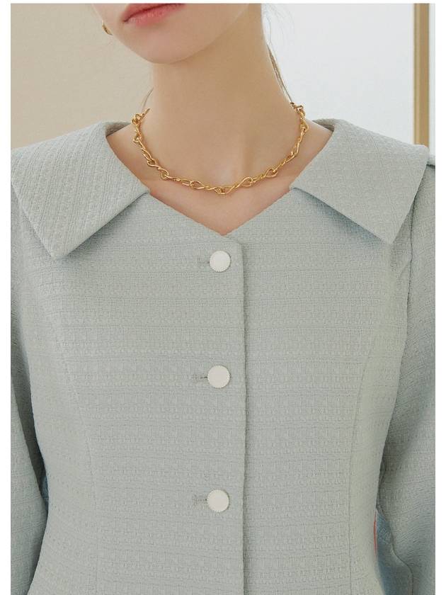 Dandelion open collar tweed blouse mint - MICANE - BALAAN 3