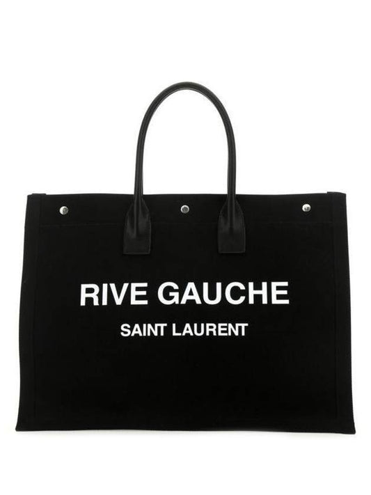 Canvas Large Rib GAUCHE Tote Bag Black - SAINT LAURENT - BALAAN 1