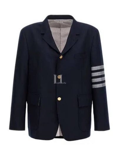 4 Bar Stripe Single Breasted Wool Jacket Navy - THOM BROWNE - BALAAN 2