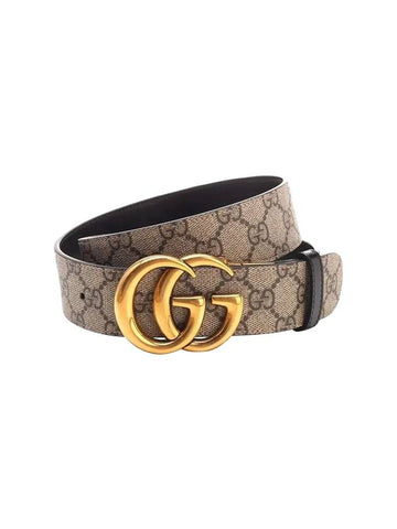 GG Marmont Reversible Leather Belt Beige Black - GUCCI - BALAAN.