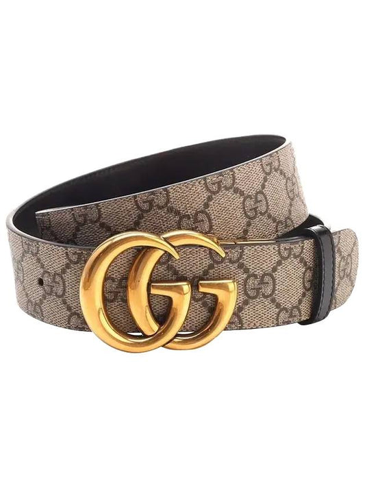 GG Marmont Reversible Leather Belt Beige Black - GUCCI - BALAAN.