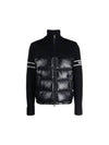 Ribbed Logo Padded Wool Blend Cardigan Navy - MONCLER - BALAAN 2