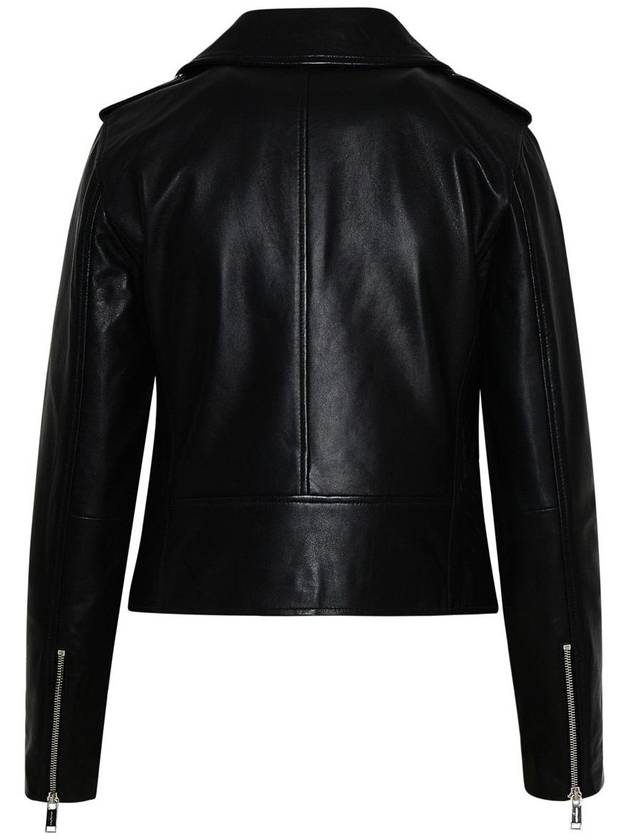 Women's Leather Biker Jacket Black - MICHAEL KORS - BALAAN 4