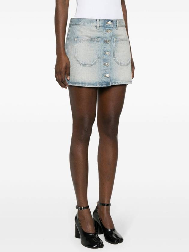 Multiplex Denim Mini A Line Skirt Blue - COURREGES - BALAAN 4