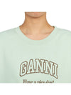 Logo Crew Neck Sweatshirt Aqua Form - GANNI - BALAAN 8