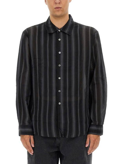 Adorn Stripe Sheer Cotton Silk Long Sleeve Shirt Black - OUR LEGACY - BALAAN 2