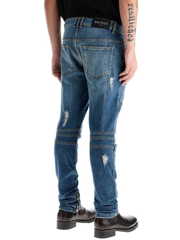 Biker Fade Denim Skinny Jeans Blue - BALMAIN - BALAAN 4