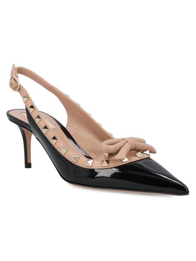 Rockstud Bow Patent 60mm Slingback Heel Black - VALENTINO - BALAAN 3