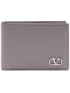 V Logo Signature Half Wallet Grey - VALENTINO - BALAAN 3