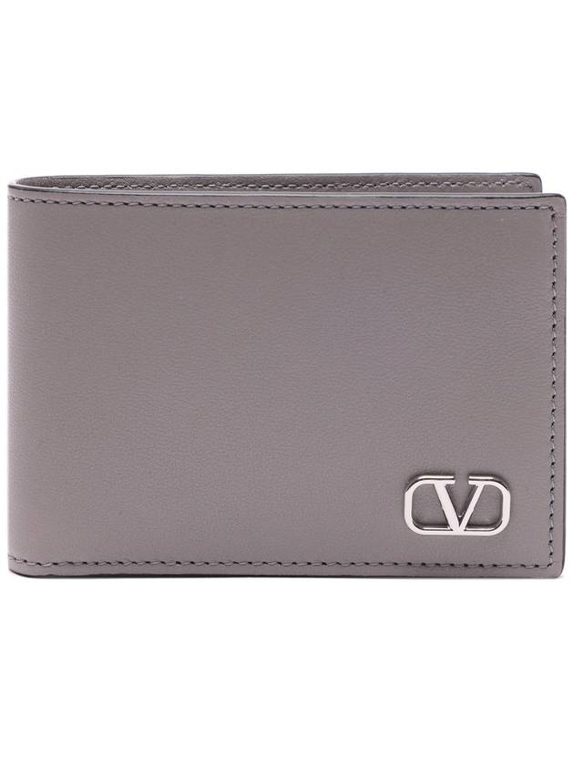 V Logo Signature Half Wallet Grey - VALENTINO - BALAAN 3